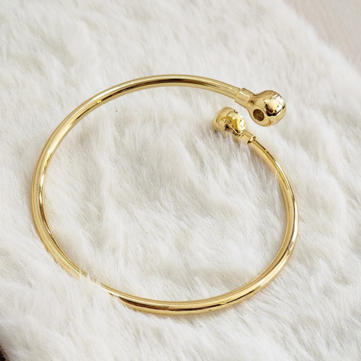 Korean Cuff Bracelet With Cubic Zirconia Accents On Each Ends