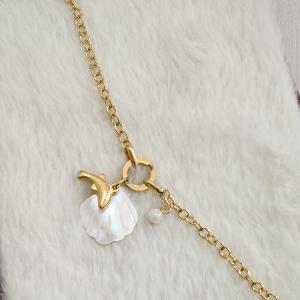 Gold Plated Chain Bracelet With Dolphin & Seashell Charms