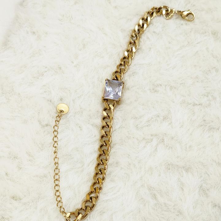 Unisex Gold Chain With Radiant Gemstone Bracelet