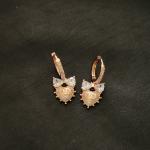Rose Gold Hoop Earrings With Crystal Bow and Heart
