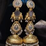 Royal Mayura Kundan Jhumka Earrings