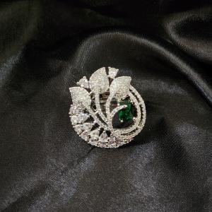 Emerald Plume Cocktail Ring