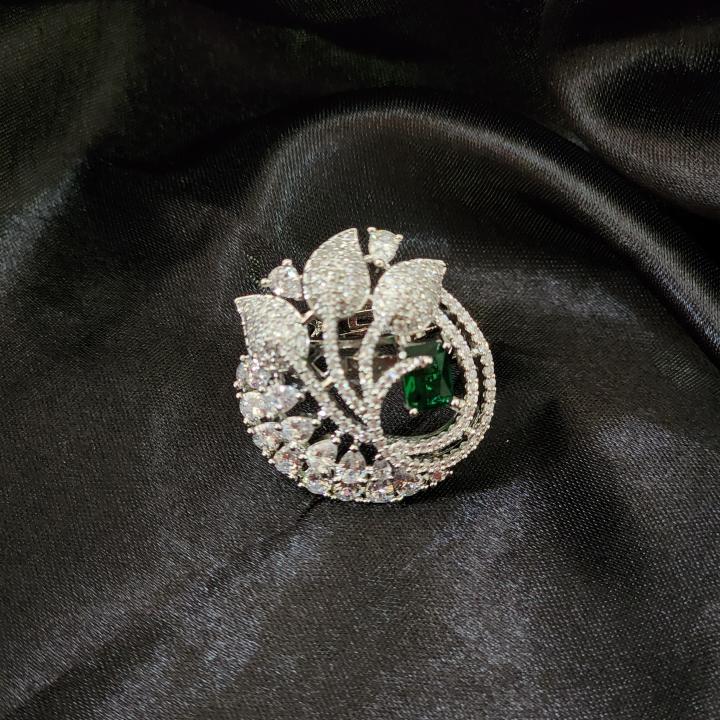 Emerald Plume Cocktail Ring