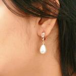 Heideman PIA Designed Rose Gold Hoop Earrings Embellished With White Pearls & Crystals