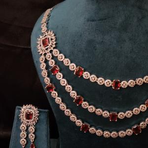Ruhani Raat Burgundy Bridal Necklace Set
