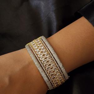 Regal Radiance CZ Gold-Plated Bangle