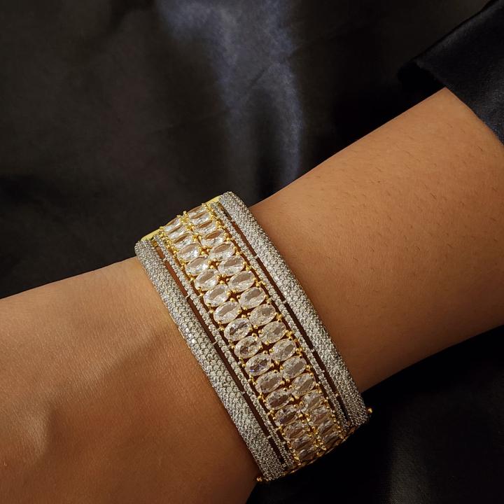 Regal Radiance CZ Gold-Plated Bangle