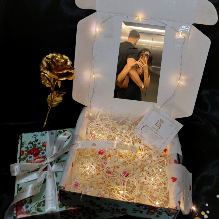 Luxe aabhushan golden embrace personalized gift-hamper-box