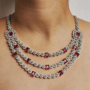 Ruhani Raat Burgundy Bridal Necklace Set