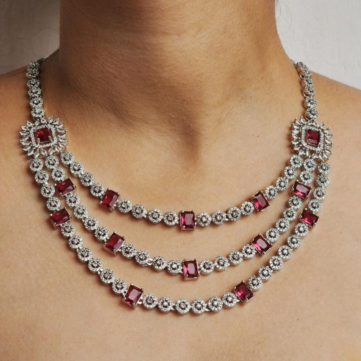 Ruhani Raat Burgundy Bridal Necklace Set