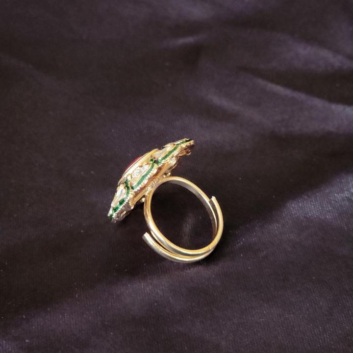 Mughal Lotus Kundan Cocktail Ring
