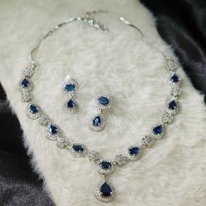 Noir Royale Blue AD Necklace Set
