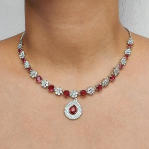 Crimson Grace Ruby AD Necklace Set