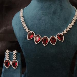 Crimson Empress American Diamond Necklace Set