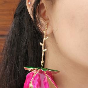 Magnolia Bloom Enamel Statement Earrings