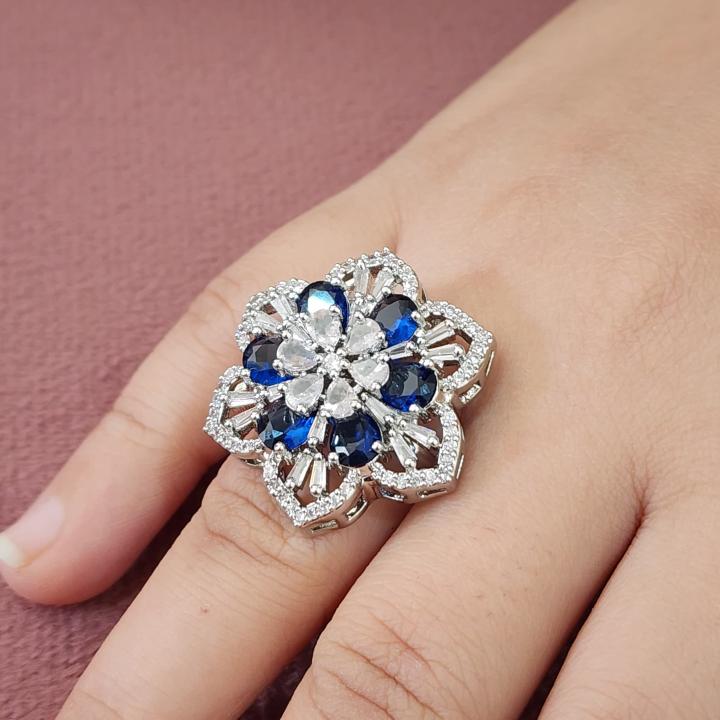 Midnight Bloom Cocktail Ring