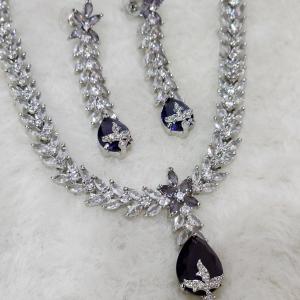Midnight Grace American Diamond Necklace Set