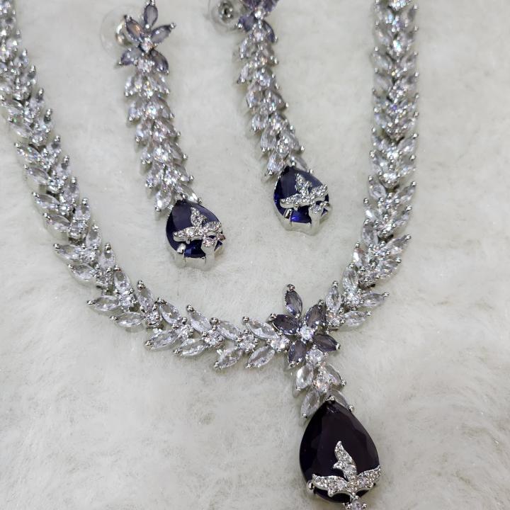 Midnight Grace American Diamond Necklace Set
