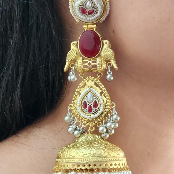 Regal Kundan Jhumka Earrings