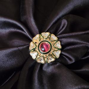 Mughal Lotus Kundan Cocktail Ring