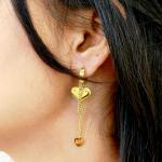 Eternal Duo Heart Gold-Plated Dangling Earrings