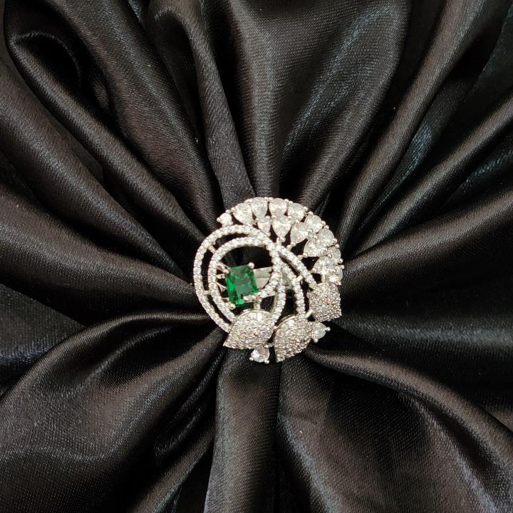 Emerald Plume Cocktail Ring